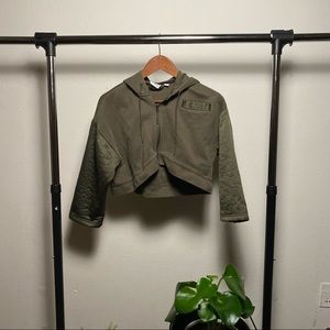 Puma Evo Olive Green Cropped Hoodie Jacket